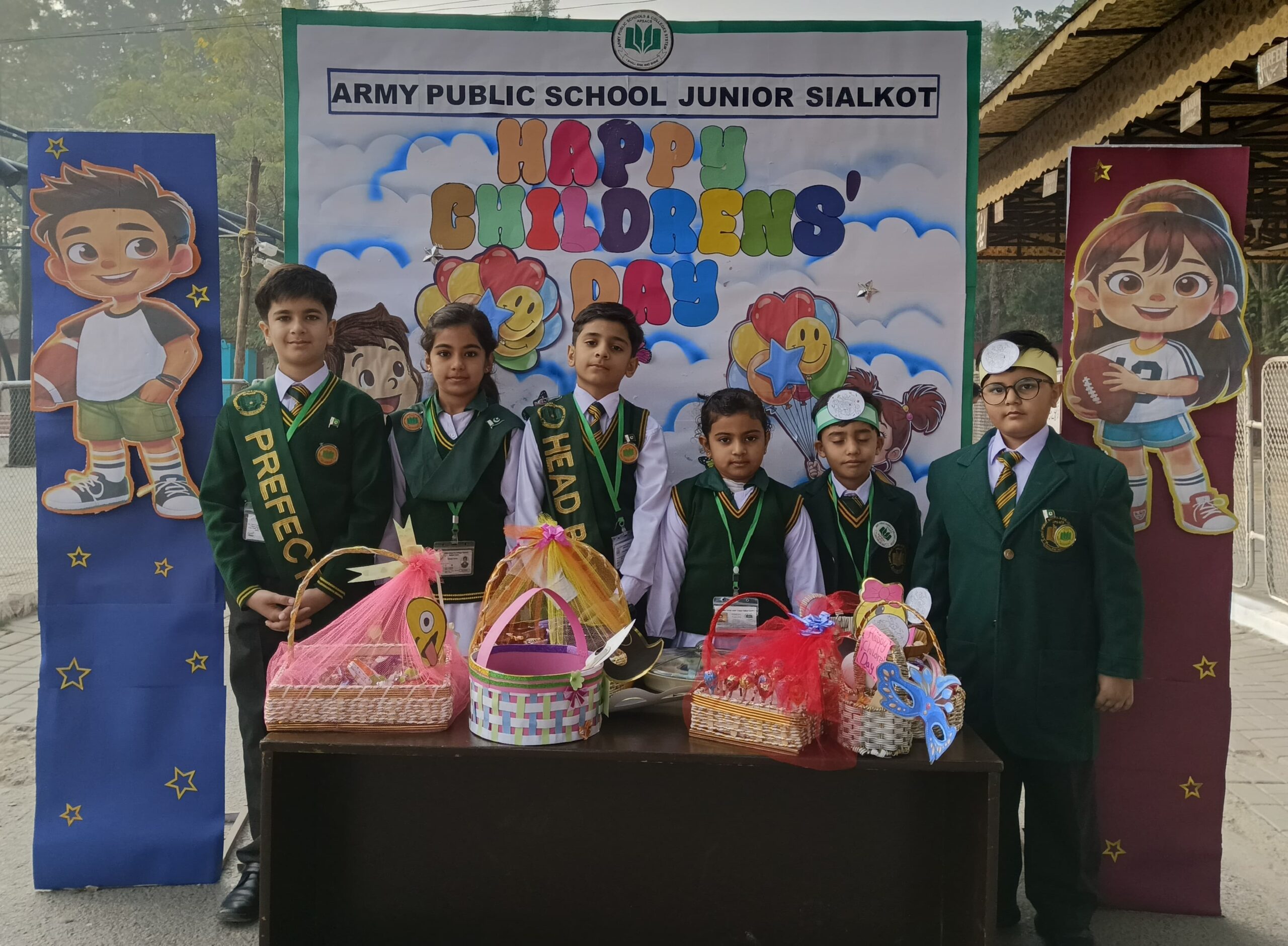 Students participating in a morning assembly