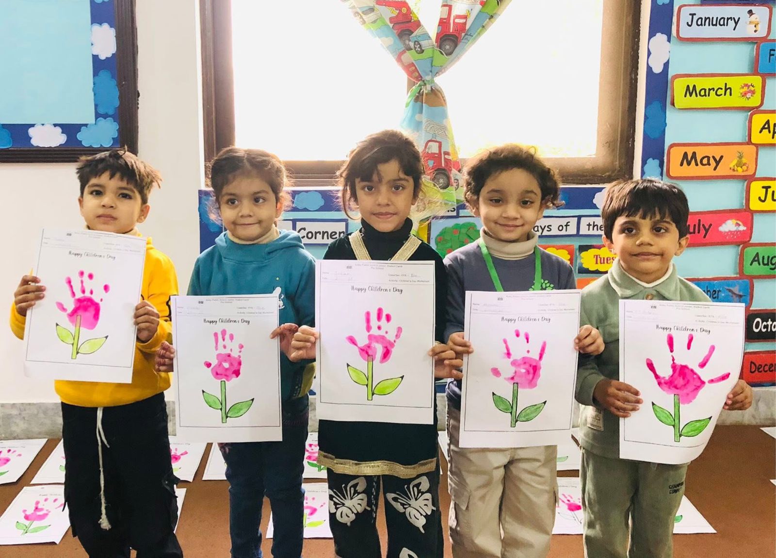 Students participating in a morning assembly