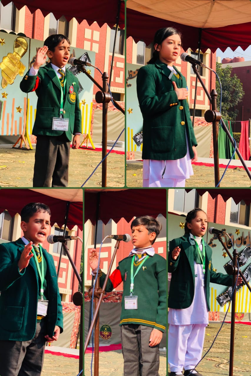 Students participating in a morning assembly
