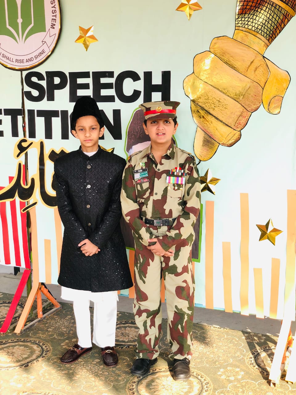 Students participating in a morning assembly