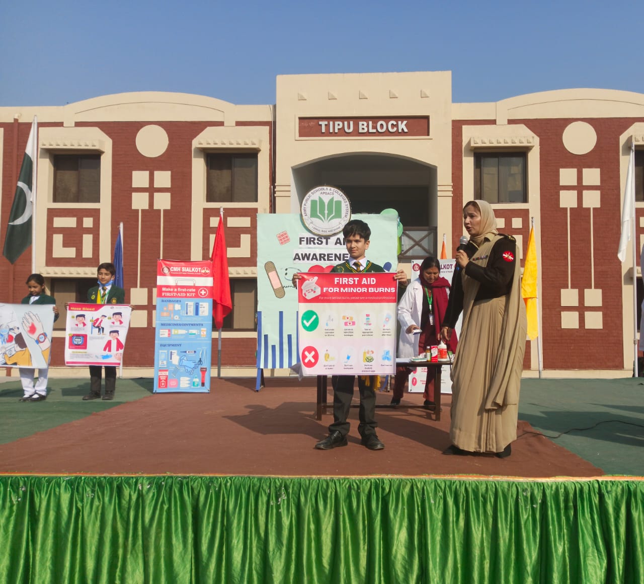 Students participating in a morning assembly